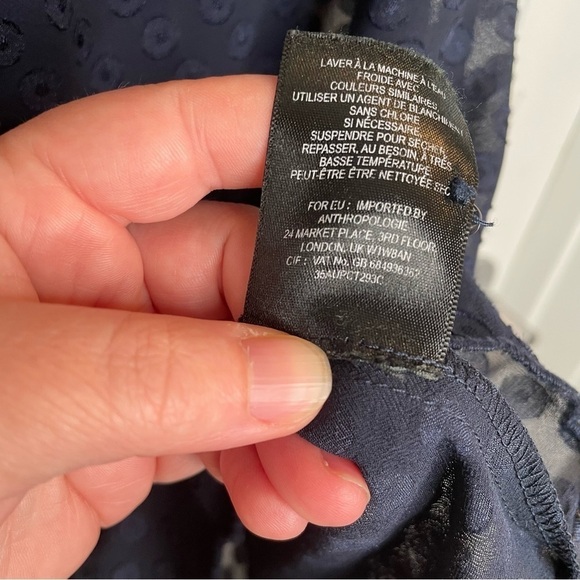 Maeve by Anthropologie Swiss Polka Dot Sheer Blouse in Navy 10 - Picture 11 of 12